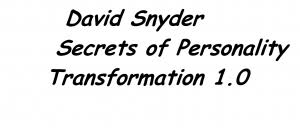 David Snyder - Secrets of Personality Transformation 1.0 