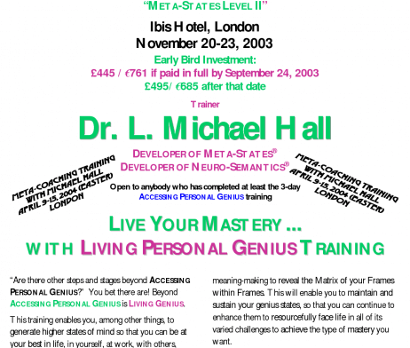 Michael Hall - Living Personal Genius