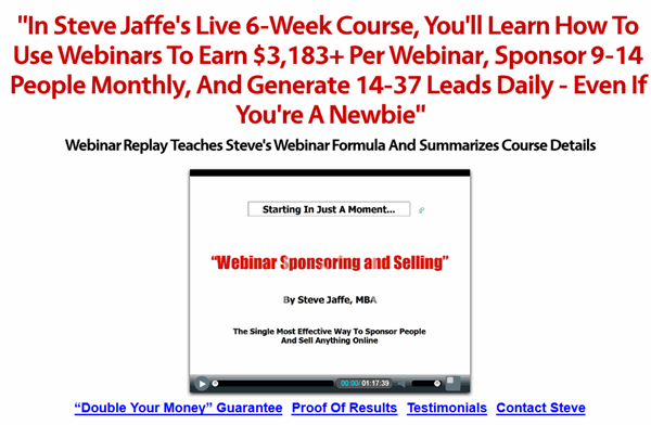 Steve Jaffe – Webinar Selling And Sponsoring Coaching Course