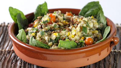 Corn and Quinoa Salad with Portobello Mushrooms