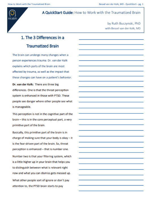 QuickStart Guide Sample for How to Work with the Traumatized Brain