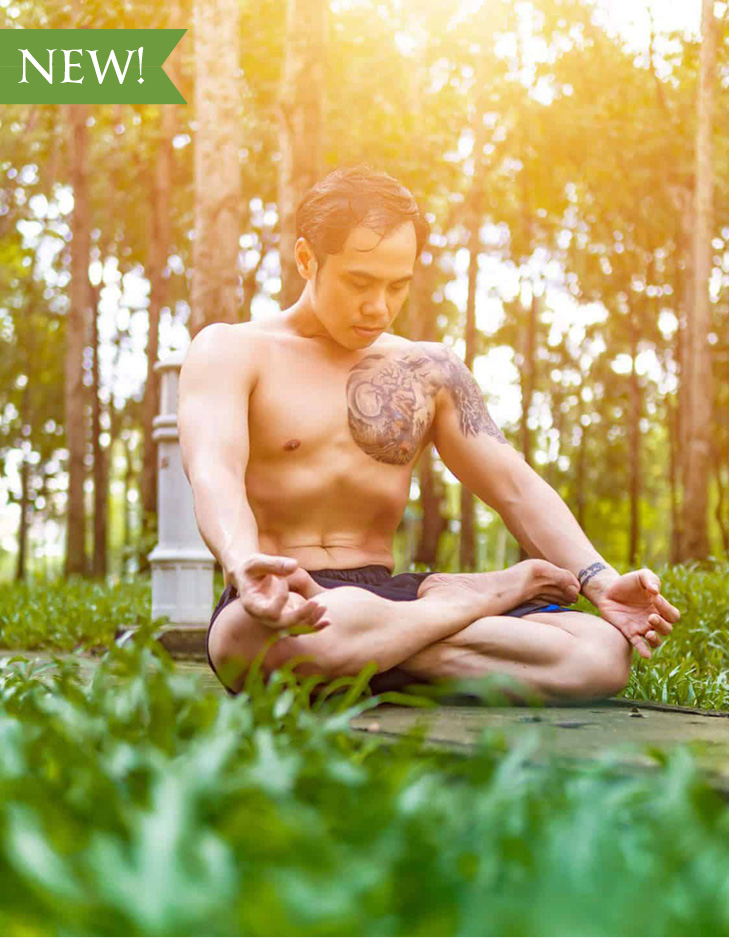 A person meditating outside.